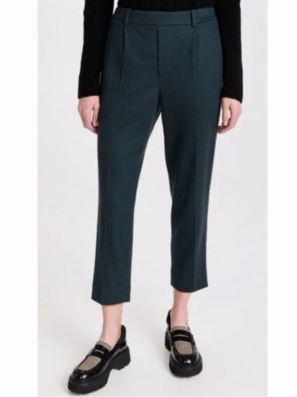 Vince Pleated Cozy Azure Onyx Wool Knit Ankle Crop Pants